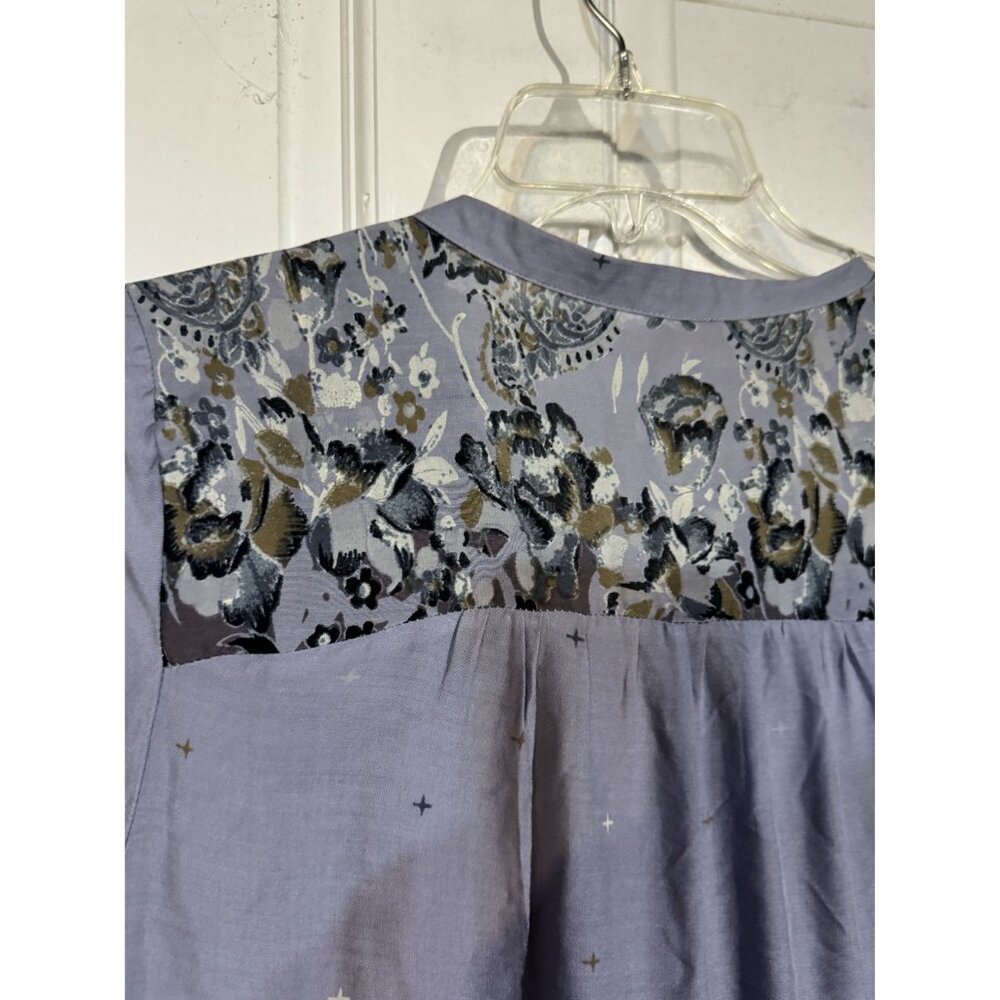 Boho Peasant Tunic Dress With Paisley Floral Print Size M Free People - Picture 7 of 14